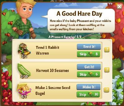 farmville 2 a peasant surprise: a good hare day tasks