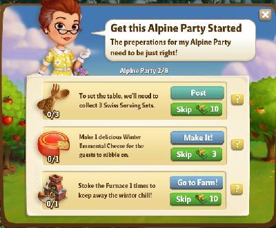 farmville 2 alpine party: get this alpine party started tasks