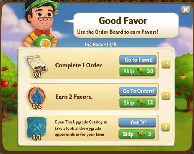 farmville 2 big harvest: good favor tasks