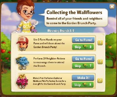 farmville 2 blooming brunch: collecting the wallflowers tasks
