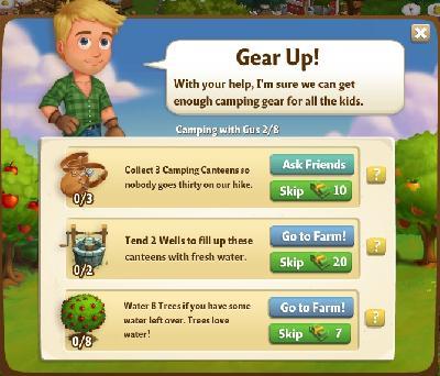 farmville 2 camping with gus: gear up tasks