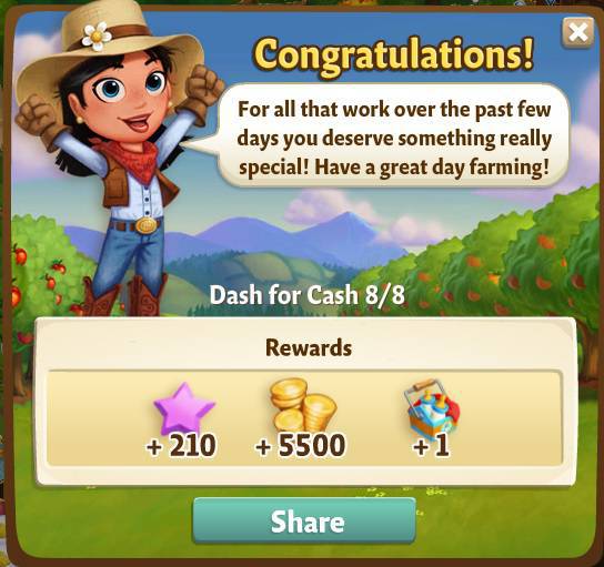 farmville 2 dash for cash: new highs selling fries rewards, bonus