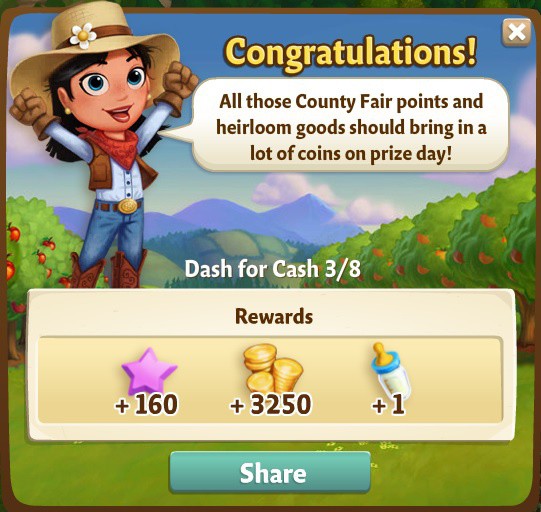farmville 2 dash for cash: prune for a boon rewards, bonus