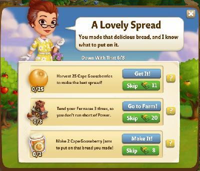 farmville 2 down with that: a lovely spread tasks
