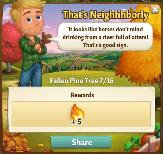 farmville 2 fallen pine tree: you can lead a horse to otter rewards, bonus