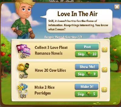 farmville 2 froggie went a-courting: love in the air tasks