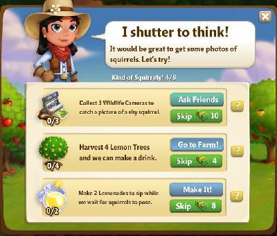 farmville 2 kind of squirrely: i shutter to think part 4 of 8 tasks