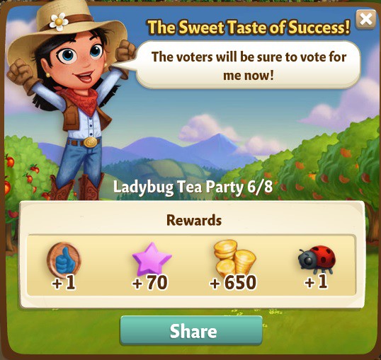 farmville 2 ladybug tea party: don't dessert me rewards, bonus