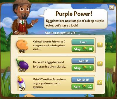 farmville 2 one part inspiration: purple power tasks