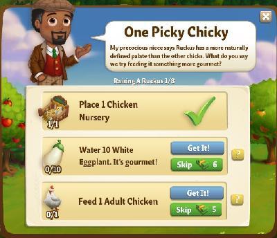 farmville 2 raising a ruckus: one picky chicky tasks