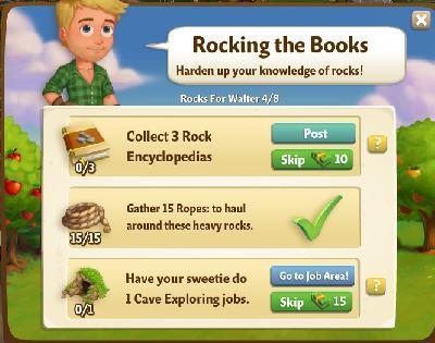 farmville 2 rocks for walter: rocking the books tasks