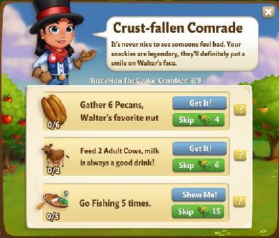 farmville 2 thats how the cookie crumbles: crust-fallen comrade tasks