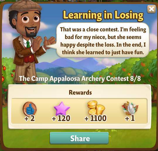 farmville 2 the camp appaloosa archery contest: the gene arrow rewards, bonus