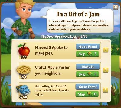 farmville 2 the great appaloosa logjam: in a bit of a jam tasks