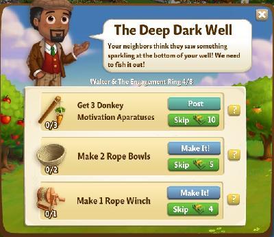 farmville 2 walter and the engagement ring: the deep dark well tasks