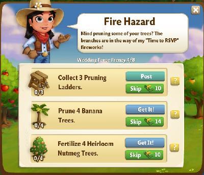 farmville 2 wedding favor frenzy: fire hazard tasks