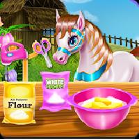 pony cooking rainbow cake