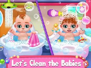 pregnant mom and twin baby care nursery game