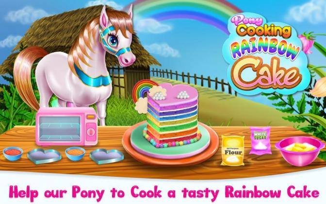 pony-cooking-rainbow-cake-1