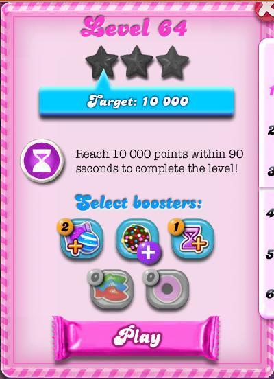 candy crush saga level 64 tasks