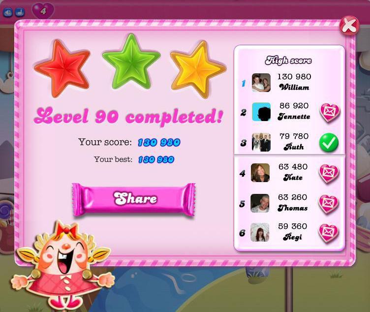 candy crush saga level 90 of 440 rewards, bonus