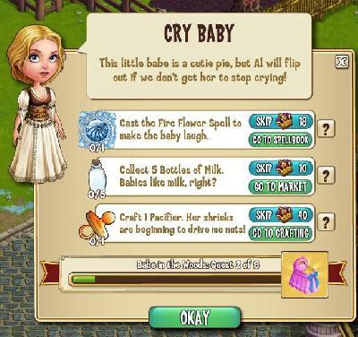 castleville babe in the woods: cry baby tasks