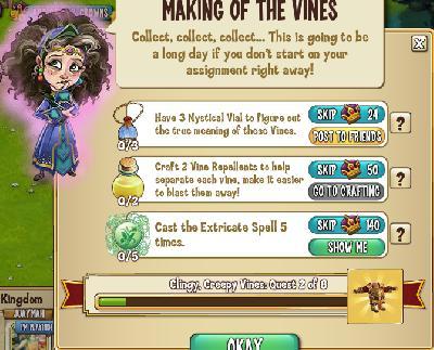 castleville clingy, creepy vines: making of the vines tasks