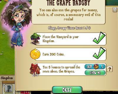 castleville clingy, creepy vines: the grape badsby tasks
