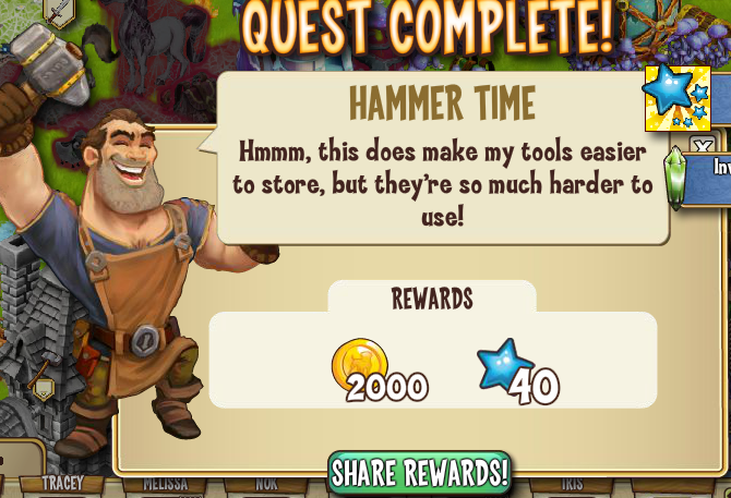 castleville hammer time rewards, bonus