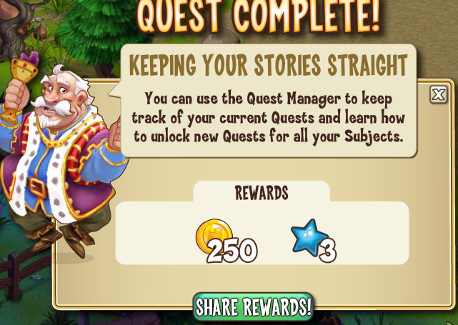 castleville keeping your stories straight rewards, bonus