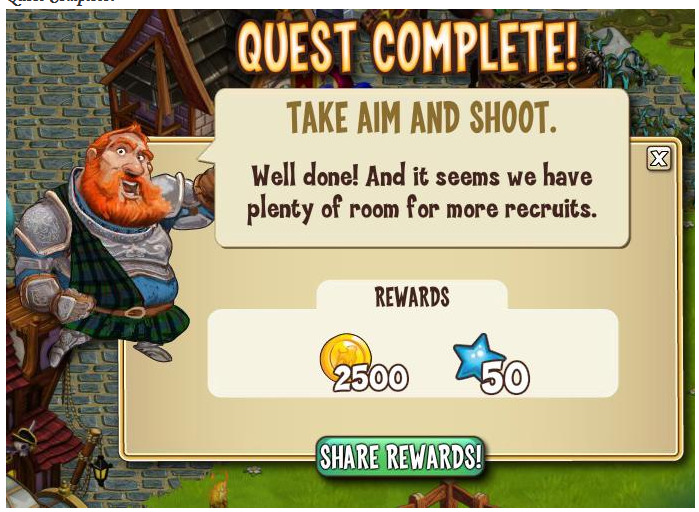 castleville knights and archer: take aim and shoot rewards, bonus