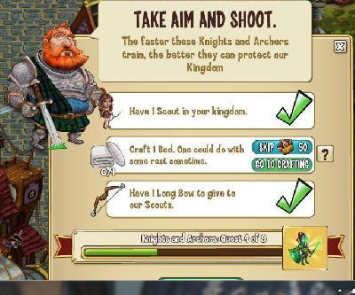 castleville knights and archer: take aim and shoot tasks
