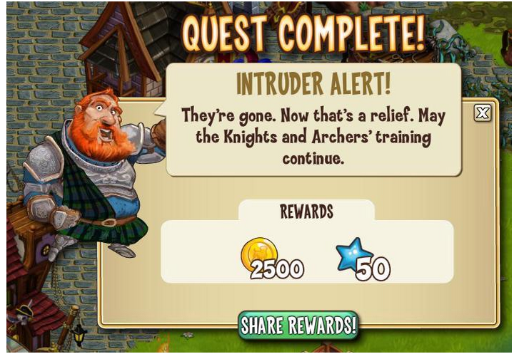 castleville knights and archers: intruder alert rewards, bonus