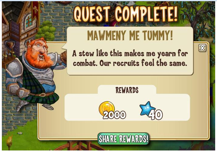 castleville knights and archers: mawmeny me tummy rewards, bonus