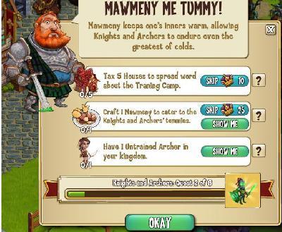 castleville knights and archers: mawmeny me tummy tasks