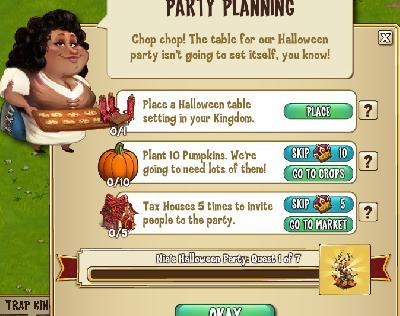 castleville mia's halloween party: party planning tasks