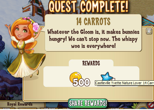 castleville nature lover: 14 carrots rewards, bonus