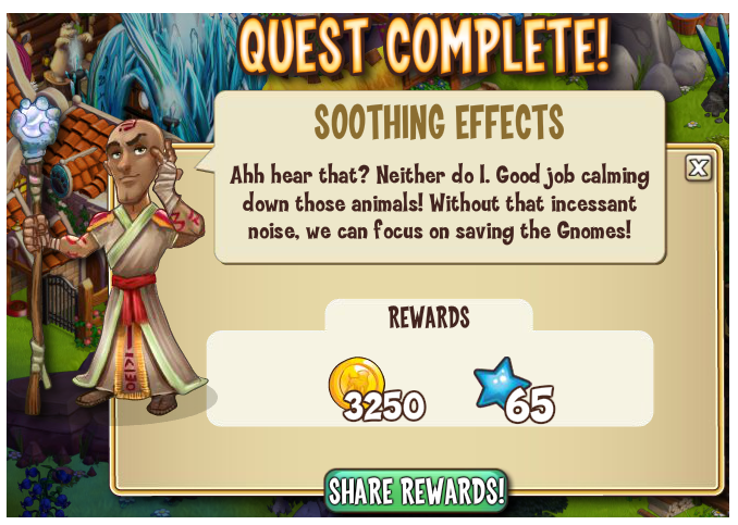 castleville naughty gnome: soothing effects rewards, bonus
