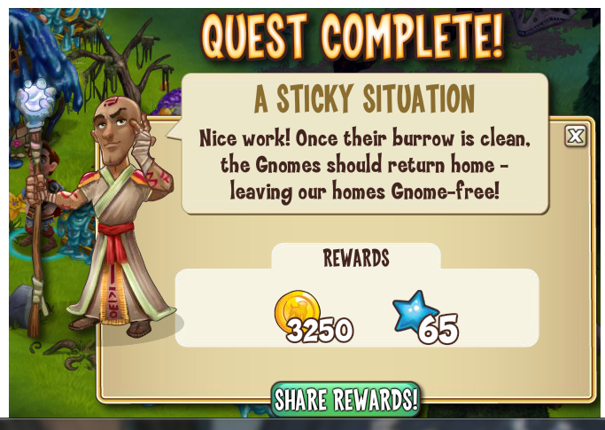 castleville naughty gnomes: a sticky situation rewards, bonus