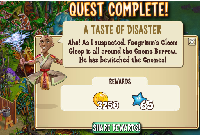 castleville naughty gnomes: a taste of disaster rewards, bonus