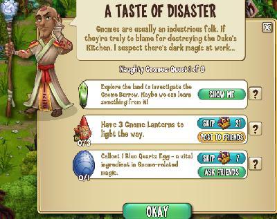castleville naughty gnomes: a taste of disaster tasks