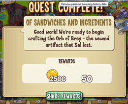 castleville of sandwiches and ingredients rewards, bonus