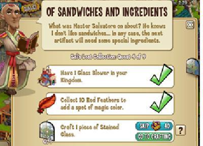 castleville of sandwiches and ingredients tasks