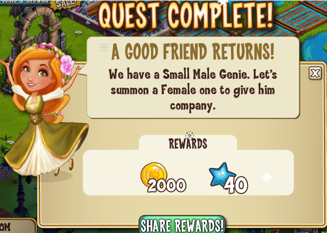 castleville partner genies: a good friend returns rewards, bonus