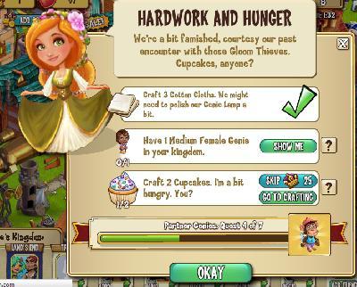 castleville partner genies: hardwork and hunger tasks