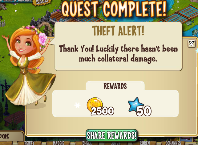castleville partner genies: theft alert rewards, bonus