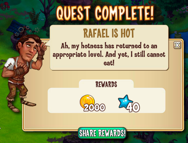 castleville rafael and yvette go steady: rafael is hot rewards, bonus