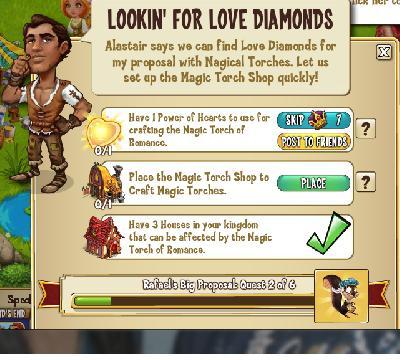 castleville rafael's big proposal : lookin' for love diamonds tasks