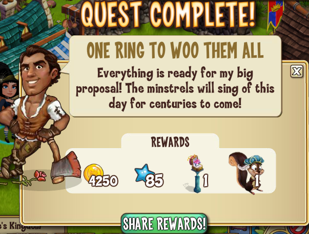 castleville rafael's big proposal: one ring to woo them all rewards, bonus