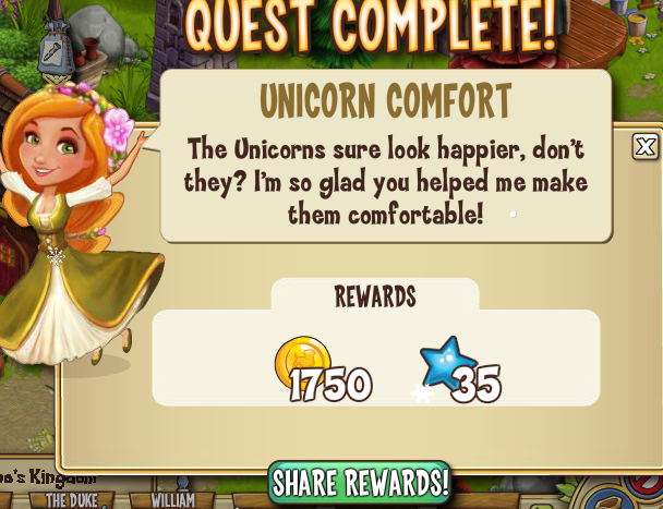 castleville tending unicorns: unicorn comfort rewards, bonus